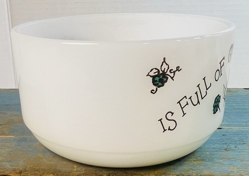 Vtg 1950's Fire King Tuesday's Child Milk Glass Cereal Bowl Dish Anchor Hocking - Picture 5 of 10