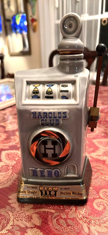 MID CENTURY LIQUOR DECANTER -HAROLDS CLUB- JUM BEAM BOURBON/WHISKEY