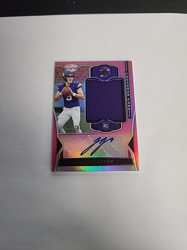 2024 Certified JJ McCarthy Freshman Fabric Pink Rookie Patch Auto /260 Vikings