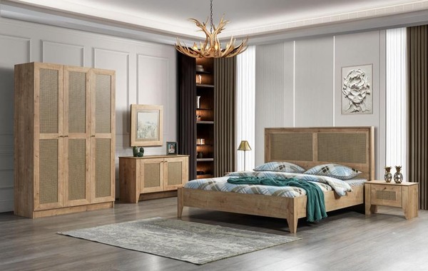 Schlafzimmer Set Komplett Schrank Bett Kommode Nachttische Braun 6Tlg-image