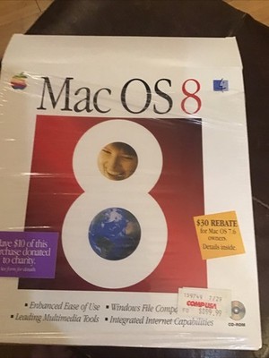 Apple Mac OS 8 Open Box CD-ROM Retail Box 1997 Vintage Operating System NOS New