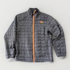 The North Face Boys Thermoball Quilted Jacket Grey Orange Size L 14/16