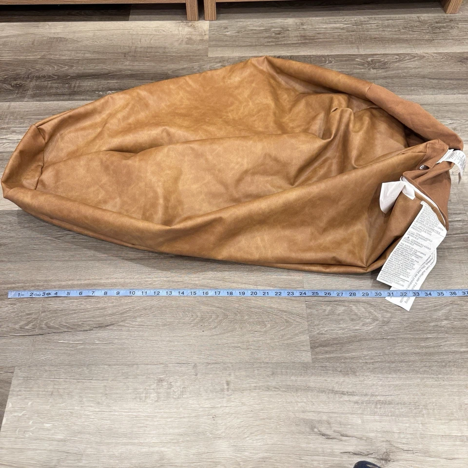 Pottery Barn Kids Faux Leather Bean Bag Slipcover Tan-Brown Cotton - Image 3 of 4