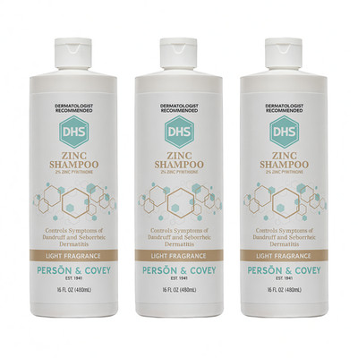 3 Pack DHS ZINC Shampoo for Dandruff Control Person & Covey 16 Oz (480 ml) Each
