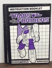 Apeface Action Figure Instruction Manual Booklet 1987 G1 Transformers Vintage
