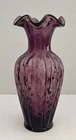 Beautiful 1990s 11” Fenton Purple Amethyst Art Glass Melon Ruffled Vase SALE!