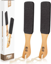 Pumice Stone Foot File 2-Pack , Wooden Handle Foot Scrubber  Callus Remover fo