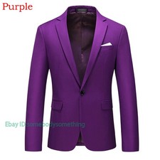 Mens Solid Smart Formal Dress Blazer Suit Jacket Notch Lapel Coat Wedding Top