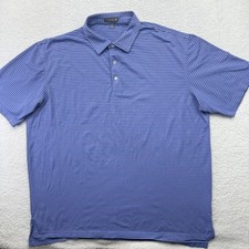 Peter Millar Polo Shirt Mens 2XL Blue Stripe Summer Comfort Golf Performance