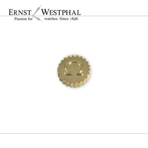 Authentic Original OMEGA crown gold plated thread 0.9 mm, diameter: 4.0 x 2.7 mm NOS