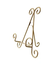 10 inch Gold Metal Easel Tabletop Plate Stand Artwork Photo Display Holder