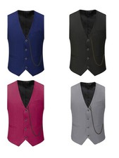 Men's Vest with Chain Waistcoat for Wedding Tuxedo Prom Formal Business Vest