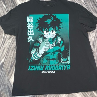 My Hero Academia Izuku Midoriya T Shirt Men s L Black Anime Crunchyroll Graphic