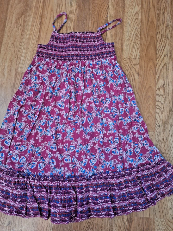 Vestido de Verano Monzón Estampado Mariposa Pecho Prensado Correa Ajustable Algodón 11-12 Foto 2 de 4