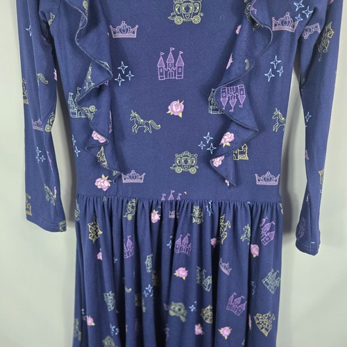 Girl's Dot Dot Smile Dress Size 12/14 Blue with Unicorn, Castle Crowns Etc. NEW - Picture 6 of 13