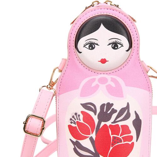 Russian Dolls Crossbody Bag Unisex with Zipper Closure PU Leather Shoulder Bag - Picture 3 of 12