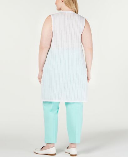 /LX022/ Charter Club Plus Rayon Pointelle Knit Vest Top White Sz 3X $69 - 第 2/2 張圖片