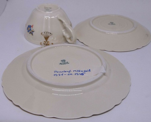 MITTERTEICH Bavaria Vtg 3 Pc Trio Tea Cup Saucer Plate German Porcelain 1931-45 - Picture 7 of 10