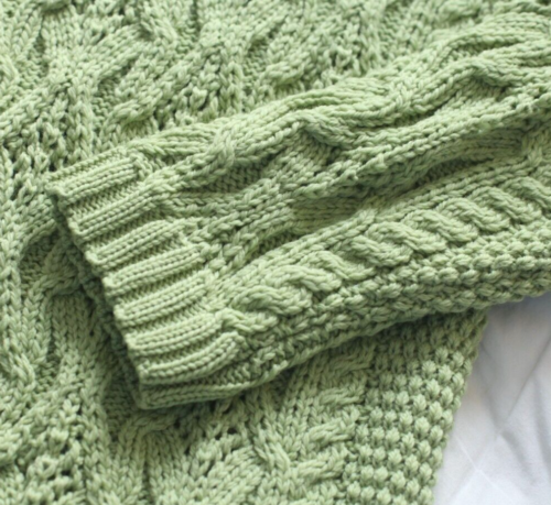Aran Crafts 100% Wool Button Cardigan Sweater Size XL Cable Knit Light Green - Picture 21 of 23