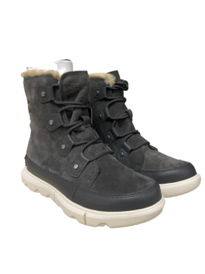 Women's Sorel Explorer Joan II Faux Fur WP Boots Grill/Fawn 1951631-028 NEW