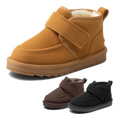 Boys Girls Kids Ankle Boots Faux Suede Fur Lined Casual Boots Snow Boots