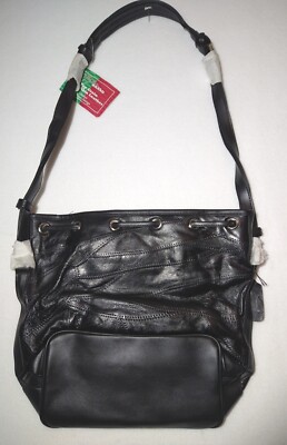 NWT Maxam Genuine Top Grain Lambskin Leather Purse Italian Mosaic Design Black