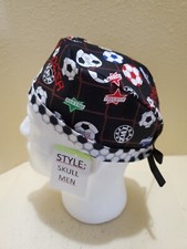 Soccer Men's Skull/Chemo Surgical Scrub Hat/Cap Handmade