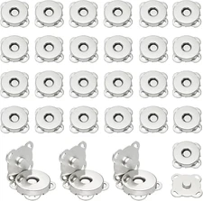 30 Sets Magnetic Snap Buttons,14Mm Silver Magnetic Button for Clothes, Bags, Pur