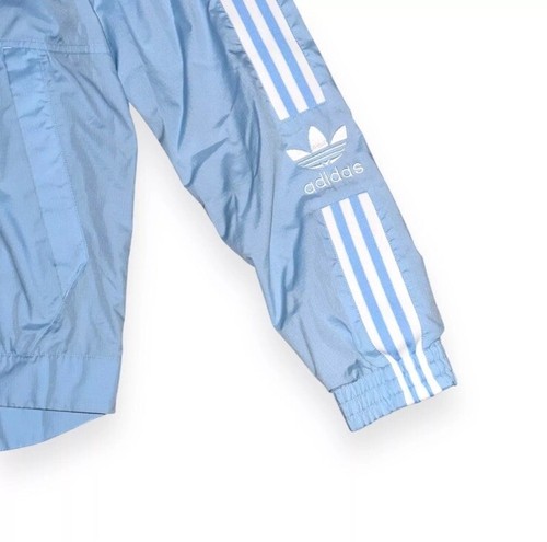 Chaqueta cortavientos Adidas Originales rara brillo azul claro y blanco XL - Imagen 16 de 16