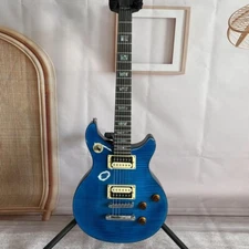 Blue PRS Electric Guitar Solid Body Flamed Maple Top HPL Fretboard HH Pickups