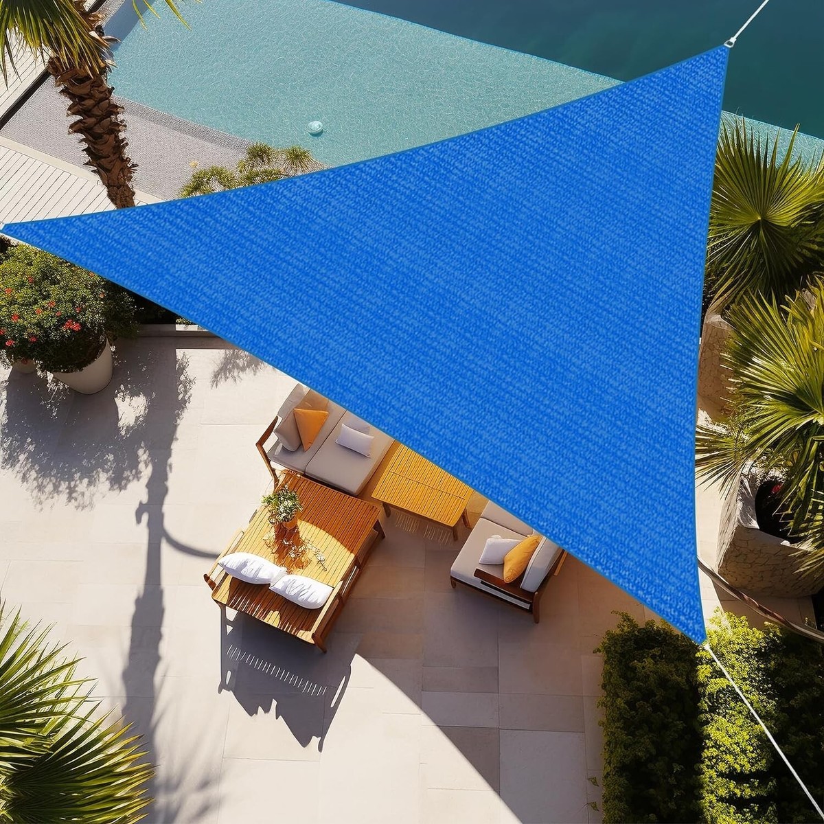 【sun】　ブルーカーペット16p Blue 16'X16'X16' Triangle Sun Shade Sail Permeable Canopy For