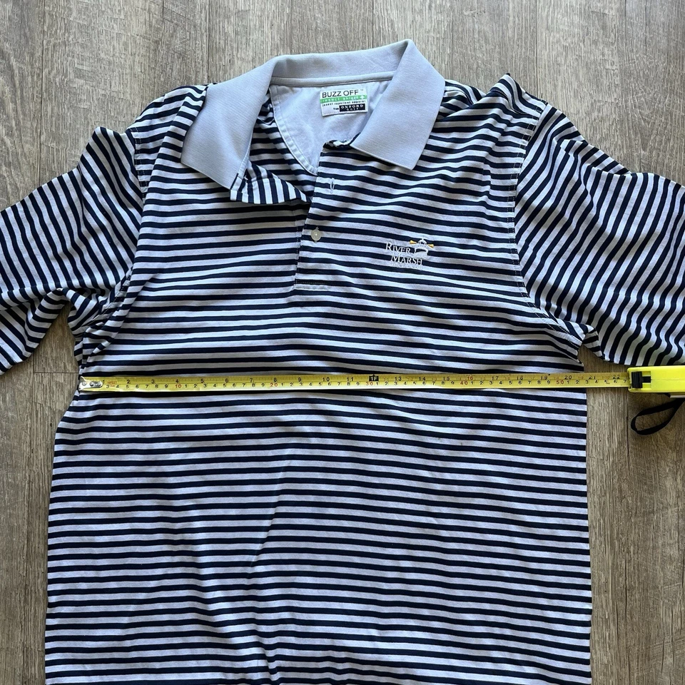 Buzz Off Men's Polo Shirt Oxford Golf Insect Shield Striped Black Golf Size L - Image 4 of 4