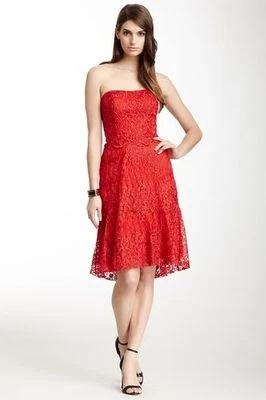 A. B. S. Par Allen Schwartz Dentelle Bustier Robe (Taille 8) - Photo 1/2