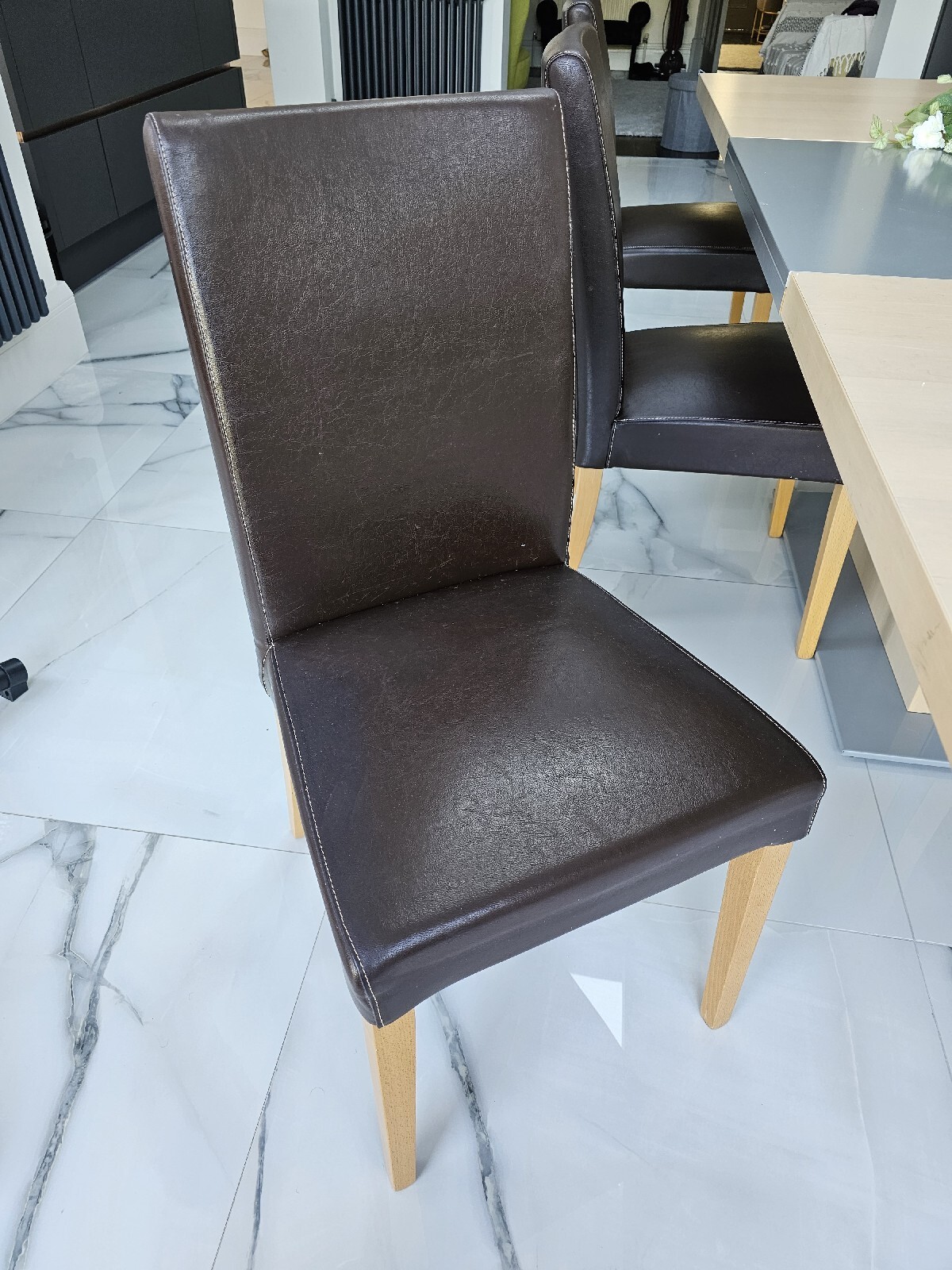 Real Leather Dining Chairs eBay