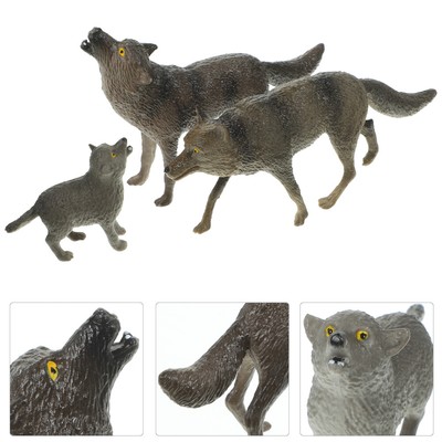 3pcs Wolf Figur Plastik Wolf Simuliertes Wolf Model Wildlife Wolf Spielzeug