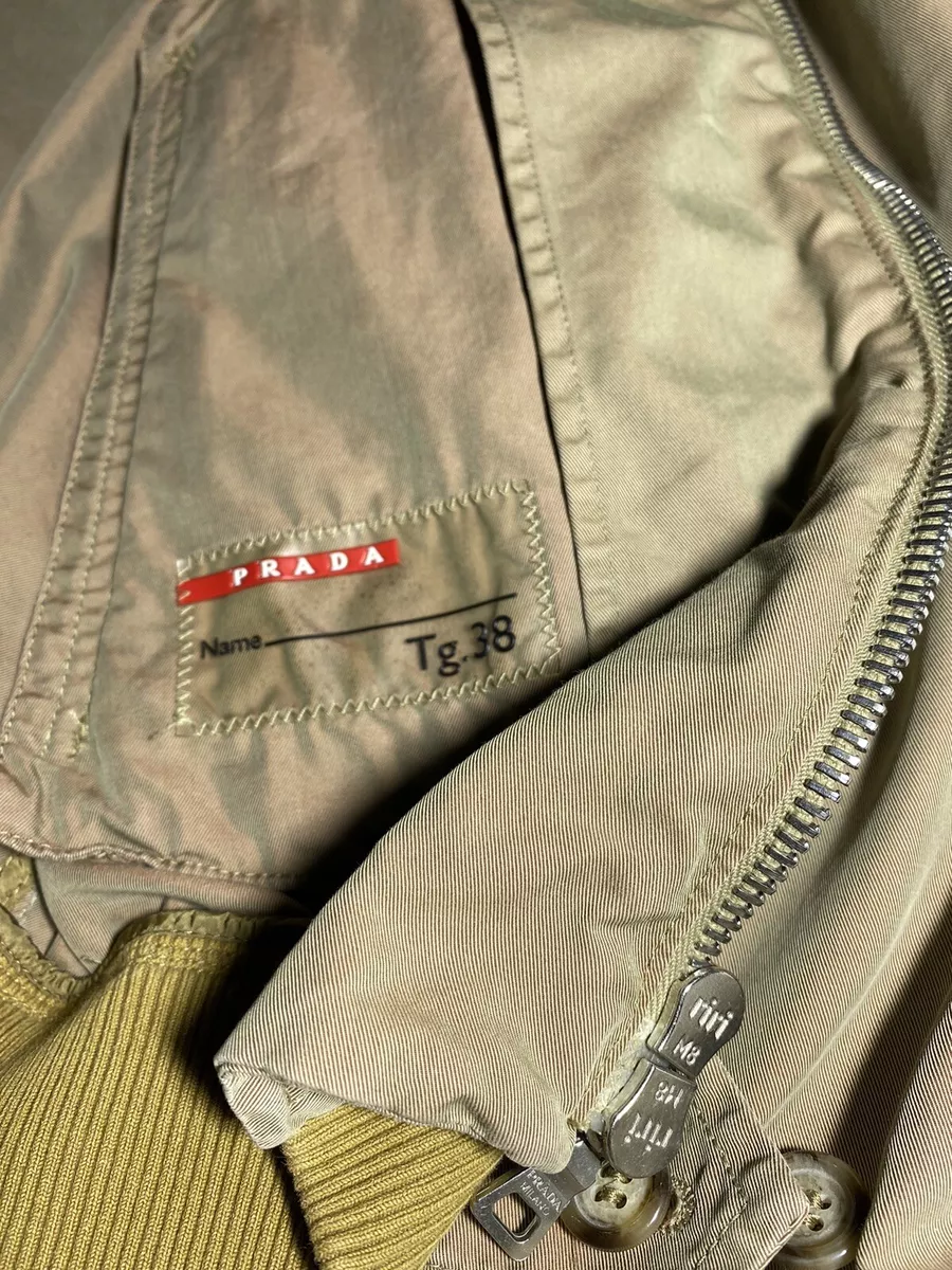 Authentic Prada Vintage Cotton/Nylon beige zip Jacket size 38 made in italy