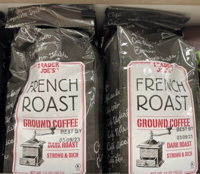 2 Packs Trader Joe's French Roast Dark Roast Ground Coffee 14 OZ Each Pack