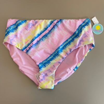 NWT Island Soul Pink Tye Dye Pull On Medium Coverage Bikini Bottoms Sz 3X