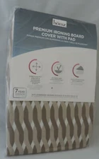NEW HOMZ Cotton Padded Ironing Board Cover Taupe Brown White Elastic W/Straps
