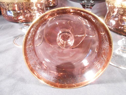 Vintage Murano 24k Gold and Rose Ice Cream Set. Custom made in Italy 1989 - Picture 6 of 16