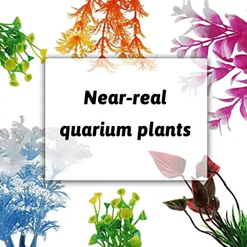 6 Artificial Aquarium Plants Decor Fish Tank Plastic Plant Decoration - Picture 5 of 6