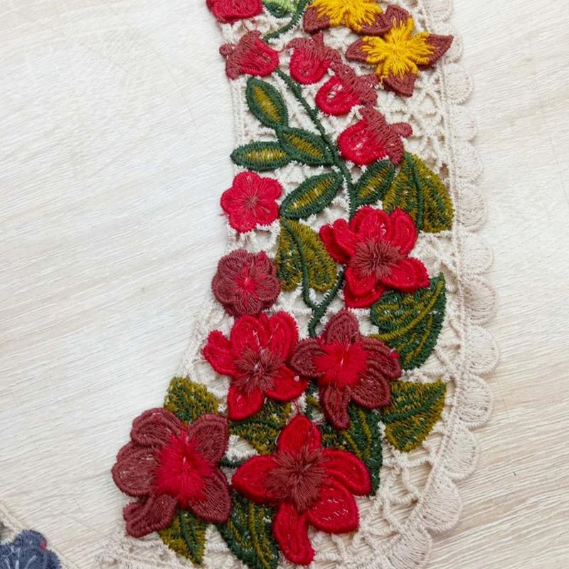 1Pair Flower Lace Neckline Collar Applique Sewing Trim Clothing Floral Patches - Image 4 of 4