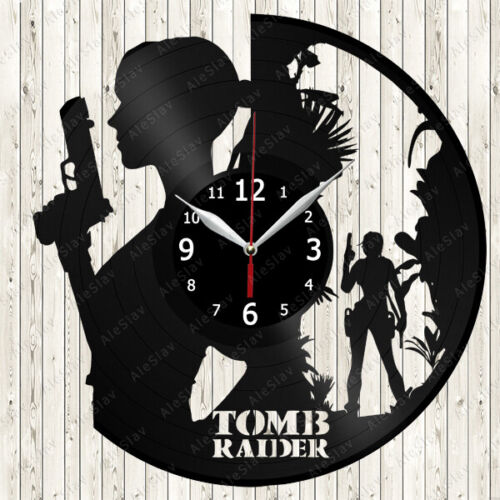 Tomb Raider Vinyl Record Wall Clock Decor Handmade 1380 - Afbeelding 1 van 12