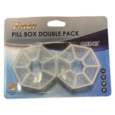 MEDca Round 7-Day Portable Pill Box Double Pack - Easy to Open Lids!