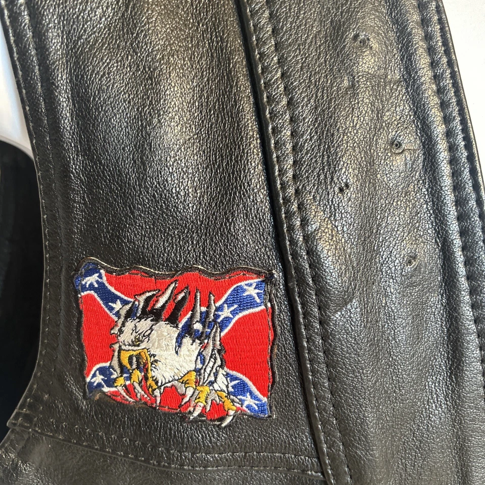 POW Biker Vest  Mens 2XL XXL Leather Patches - Image 4 of 4