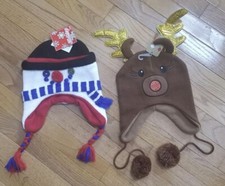 Christmas Holiday Kids Hats Reindeer Snowman