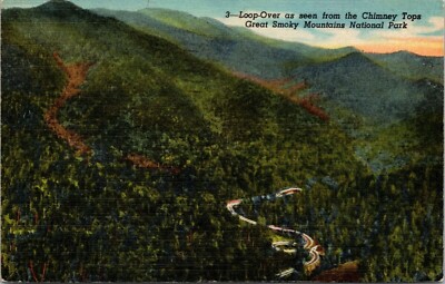 Loop Over Seen From Chimney Tops Great Smoky Mountains NP Tennessee TN Postcard