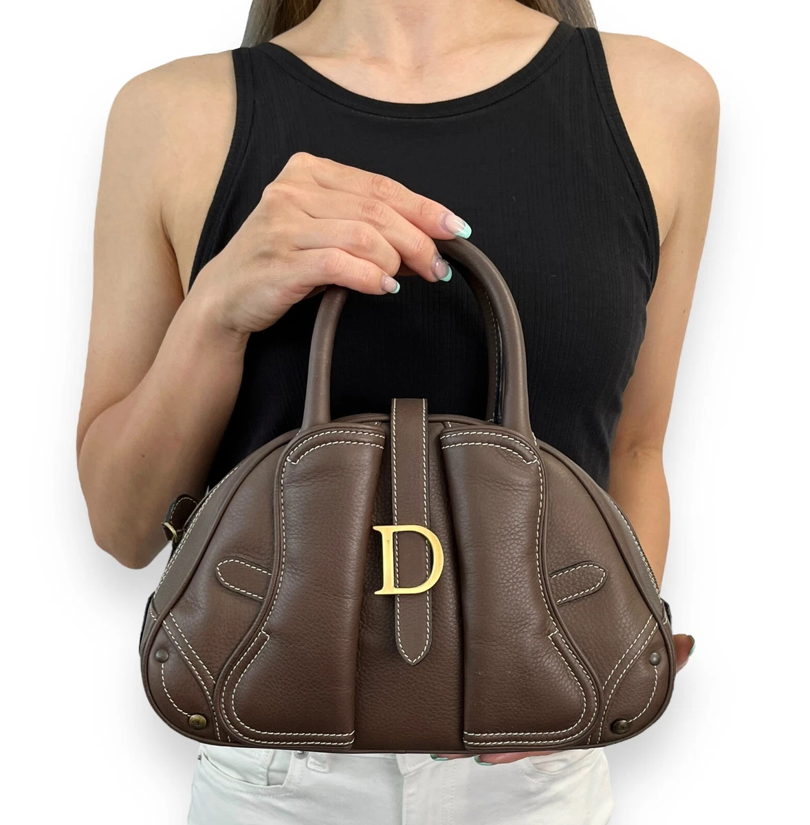 Christian Dior Pebbled Leather Saddle Bag