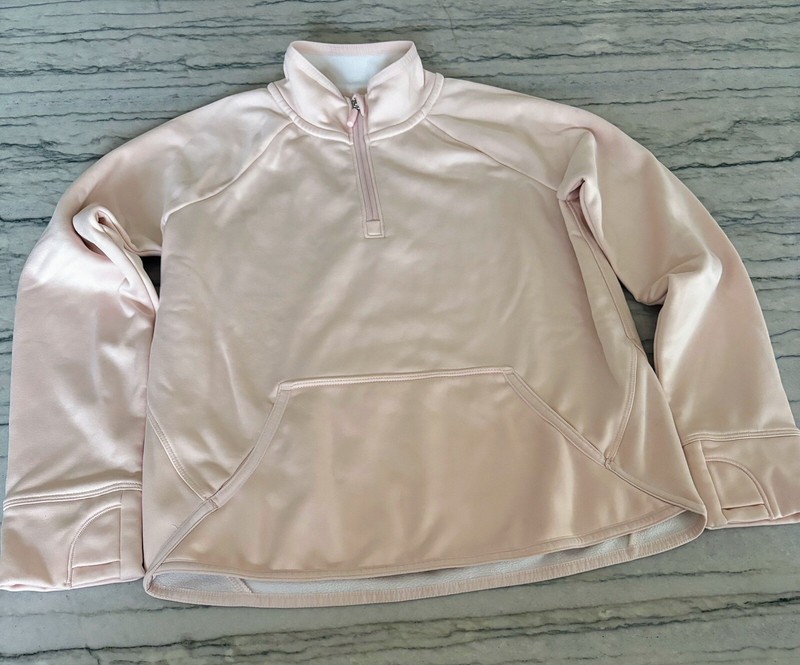 Athleta Girl Plush Crush Ballerina Pink Half Zip Sweatshirt Size M 8-10