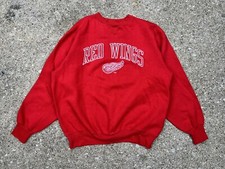 Vintage Detroit Red Wings Logo 7 Sweatshirt Red 90s Large Embroidered  